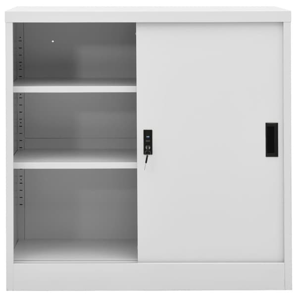vidaXL Dokumentskåp med skjutdörr ljusgrå 90x40x90 cm stål -  Förvaringsskåp & garderober