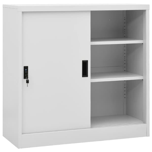 vidaXL Dokumentskåp med skjutdörr ljusgrå 90x40x90 cm stål -  Förvaringsskåp & garderober