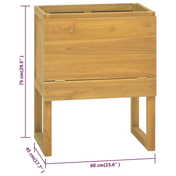 vidaXL Kylpyhuoneen kaappi 60x45x75 cm täysi tiikki - Säilytys- & lukkokaapit