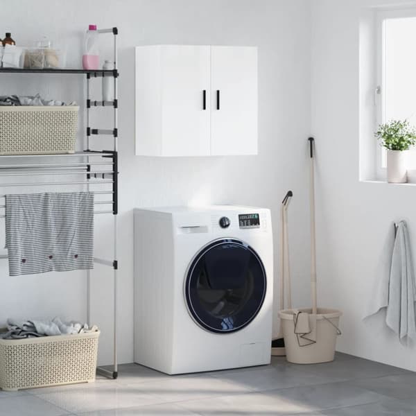 vidaXL vægskab 60x31x60 cm konstrueret træ hvid højglans -  Opbevaringsskabe