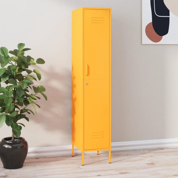 vidaXL skab 35x46x180 cm stål sennepsgul - Opbevaringsskabe