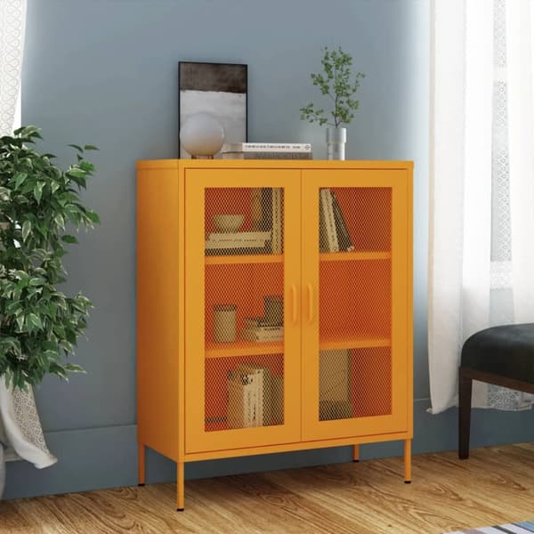 vidaXL opbevaringsskab 80x35x101,5 cm stål sennepsgul - Opbevaringsskabe
