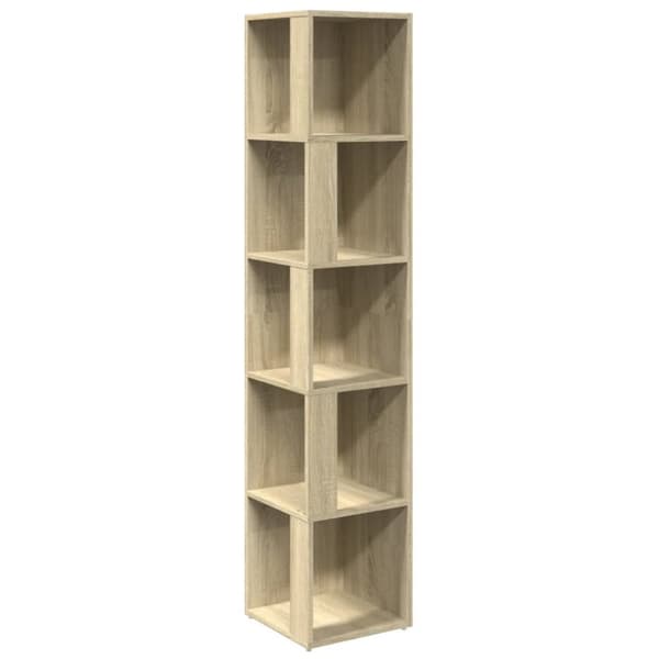vidaXL hjørnereol 33x33x164,5 cm spånplade sonoma-eg - Opbevaringsskabe