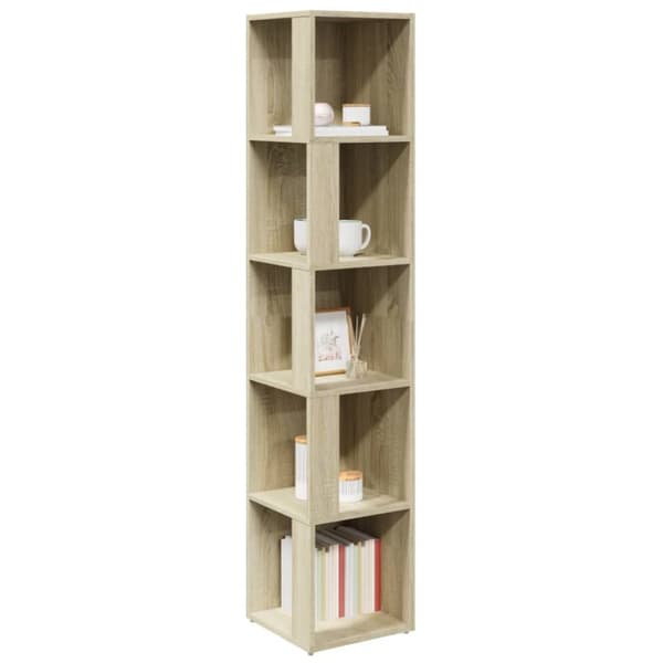 vidaXL hjørnereol 33x33x164,5 cm spånplade sonoma-eg - Opbevaringsskabe