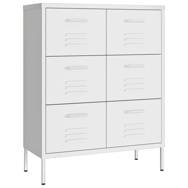 vidaXL Byrå vit 80x35x101,5 cm stål - Förvaringsskåp & garderober