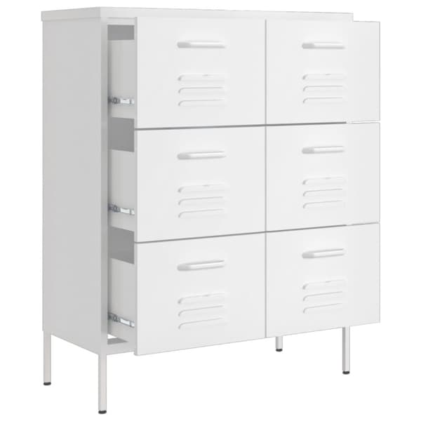 vidaXL Byrå vit 80x35x101,5 cm stål - Förvaringsskåp & garderober