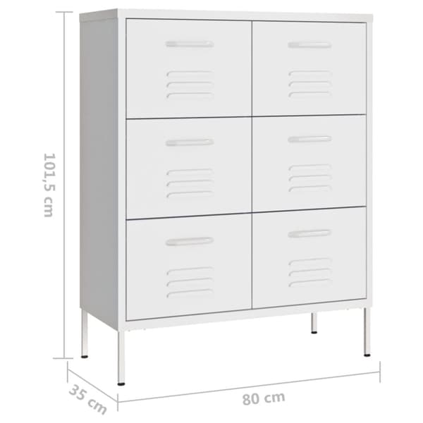 vidaXL Byrå vit 80x35x101,5 cm stål - Förvaringsskåp & garderober