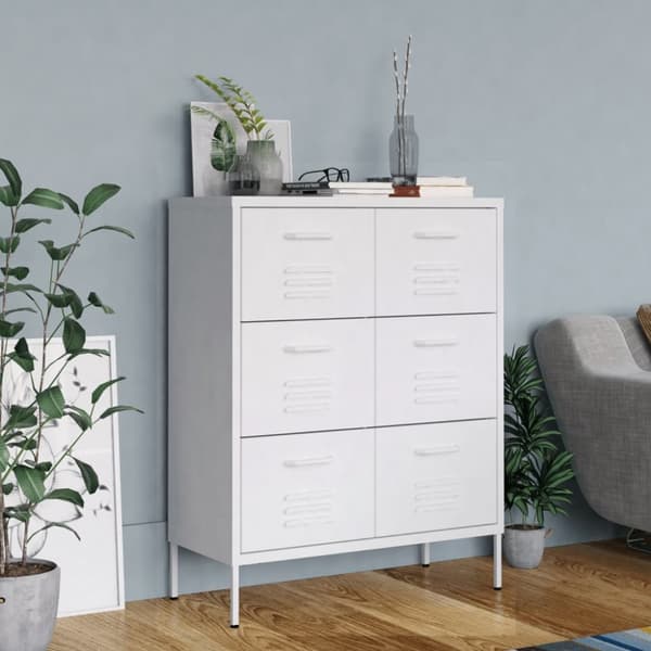 vidaXL Byrå vit 80x35x101,5 cm stål - Förvaringsskåp & garderober