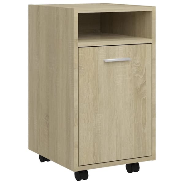 vidaXL sideskab med hjul 33x38x60 cm spånplade sonoma-eg - Opbevaringsskabe