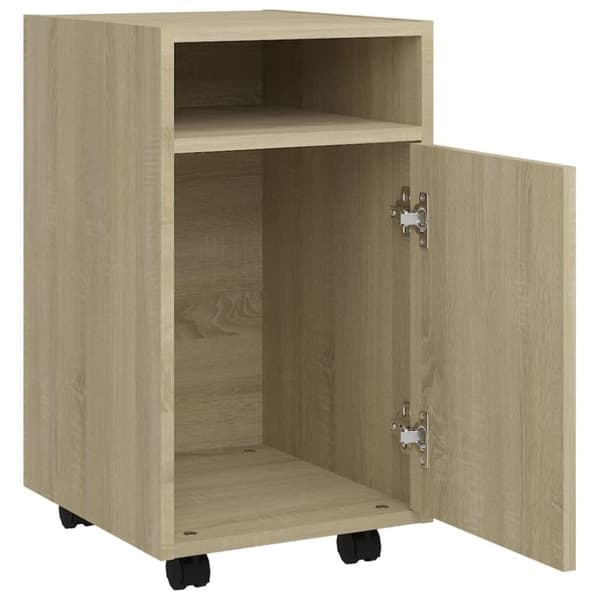 vidaXL sideskab med hjul 33x38x60 cm spånplade sonoma-eg -  Opbevaringsskabe