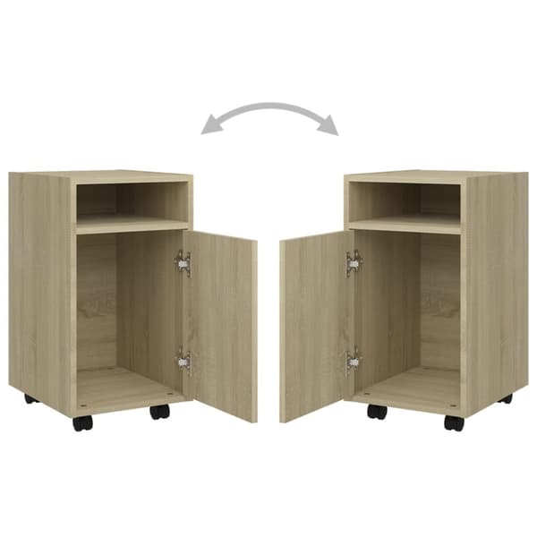 vidaXL sideskab med hjul 33x38x60 cm spånplade sonoma-eg - Opbevaringsskabe