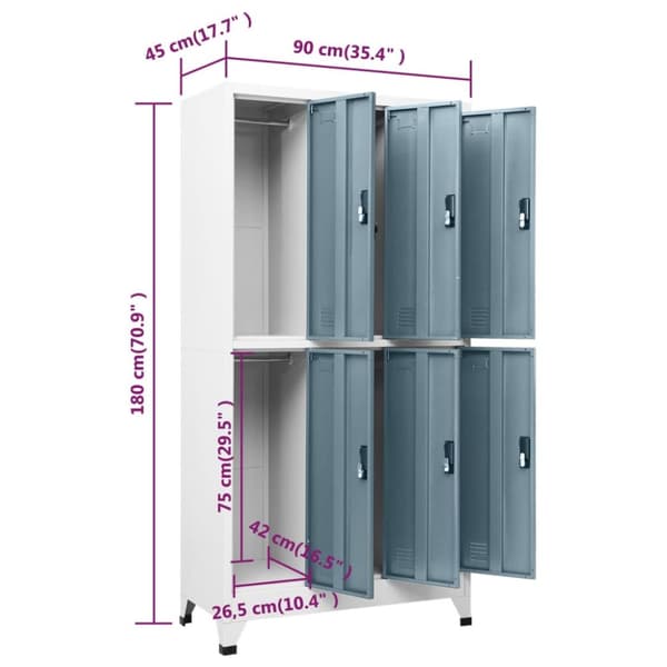 vidaXL skab 90x45x180 cm stål lysegrå og mørkegrå -  Opbevaringsskabe