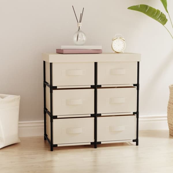 vidaXL opbevaringsreol med 6 skuffer 55x29x55 cm stål cremefarvet -  Opbevaringsskabe