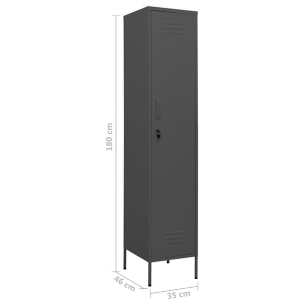 vidaXL skab 35x46x180 cm stål antracitgrå - Opbevaringsskabe