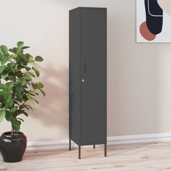vidaXL skab 35x46x180 cm stål antracitgrå - Opbevaringsskabe