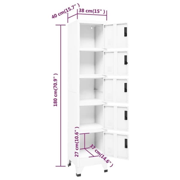 vidaXL skab 38x40x180 cm stål hvid -  Opbevaringsskabe