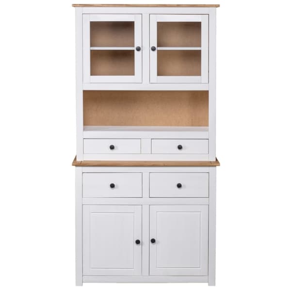 vidaXL Vitrinskåp vit 93x40,5x180 cm massiv furu panama - Förvaringsskåp & garderober