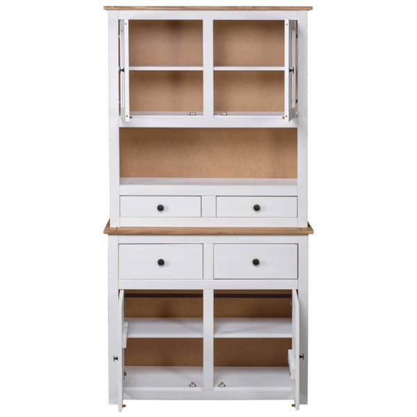 vidaXL Vitrinskåp vit 93x40,5x180 cm massiv furu panama - Förvaringsskåp & garderober