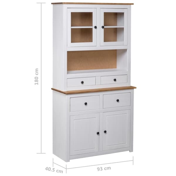 vidaXL Vitrinskåp vit 93x40,5x180 cm massiv furu panama - Förvaringsskåp & garderober