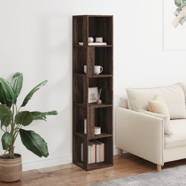 vidaXL hjørnereol 33x33x164,5 cm konstrueret Brun eg egetræsfarve -  Opbevaringsskabe
