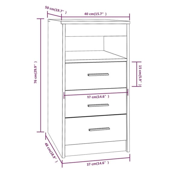 vidaXL skuffeskab 40x50x76 cm konstrueret træ brun egetræ -  Opbevaringsskabe