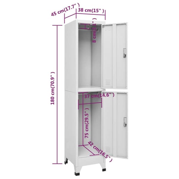 vidaXL lockerskab med to rum 38x45x180 cm - Opbevaringsskabe