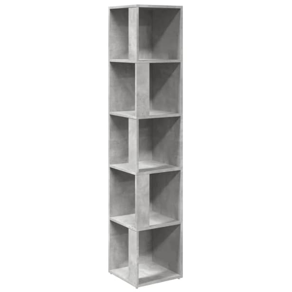 vidaXL hjørnereol 33x33x164,5 cm spånplade betongrå -  Opbevaringsskabe