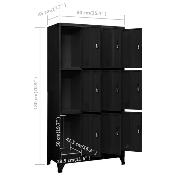vidaXL skab 90x45x180 cm stål sort - Opbevaringsskabe