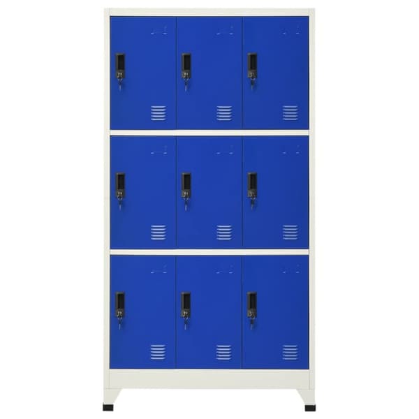 vidaXL skab 90x45x180 cm stål grå og blå -  Opbevaringsskabe
