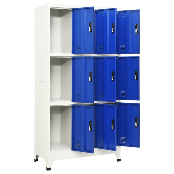 vidaXL skab 90x45x180 cm stål grå og blå -  Opbevaringsskabe