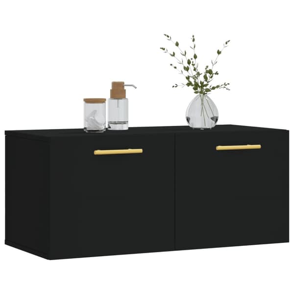 vidaXL vægskab 80x36,5x35 cm konstrueret træ sort - Opbevaringsskabe
