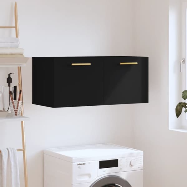 vidaXL vægskab 80x36,5x35 cm konstrueret træ sort -  Opbevaringsskabe