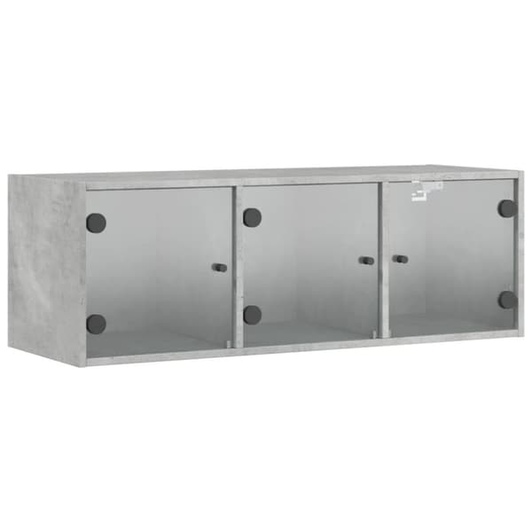 vidaXL skab med glaslåger 102x37x35 cm betongrå -  Opbevaringsskabe