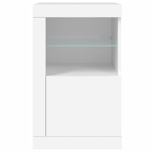vidaXL Sivukaapit LED-valoilla 2 kpl valkoinen tekninen puu -  Säilytys- & lukkokaapit