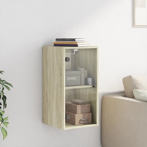 vidaXL skab med glaslåger 35x37x68,5 cm sonoma-eg - Opbevaringsskabe