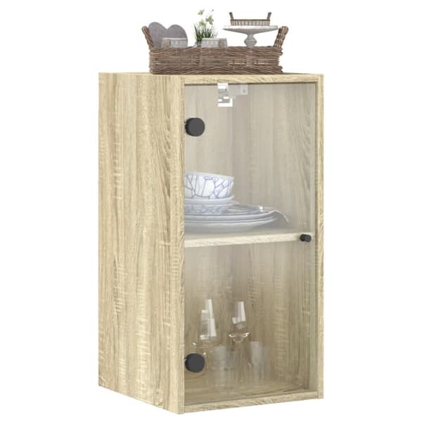 vidaXL skab med glaslåger 35x37x68,5 cm sonoma-eg - Opbevaringsskabe