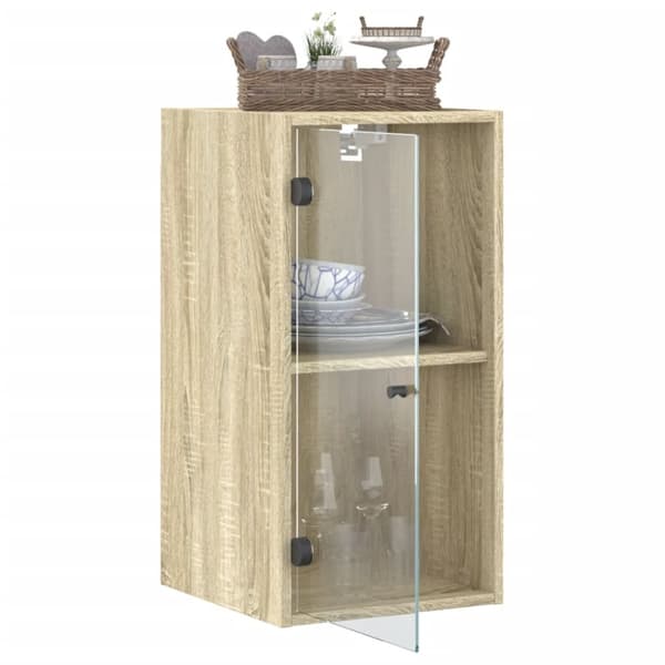 vidaXL skab med glaslåger 35x37x68,5 cm sonoma-eg - Opbevaringsskabe
