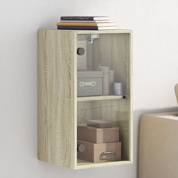 vidaXL skab med glaslåger 35x37x68,5 cm sonoma-eg - Opbevaringsskabe
