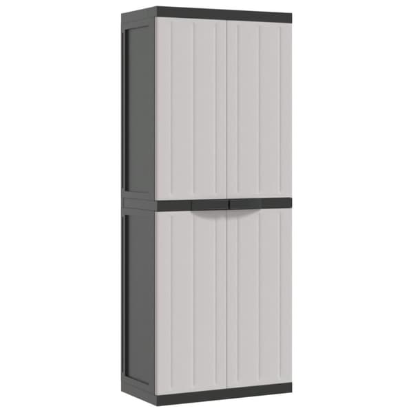 vidaXL Puutarhan varastokaappi harmaa ja musta 65x37x165 cm PP -  Säilytys- & lukkokaapit
