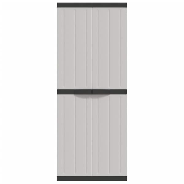 vidaXL Puutarhan varastokaappi harmaa ja musta 65x37x165 cm PP - Säilytys- & lukkokaapit