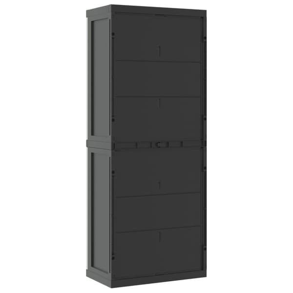 vidaXL Puutarhan varastokaappi harmaa ja musta 65x37x165 cm PP - Säilytys- & lukkokaapit