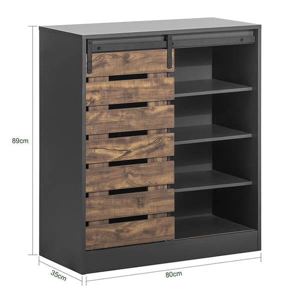 Rootzin moderni senkki liukuovella - Lipasto - Kenkäkaappi - Monipuolinen säilytystila - Säädettävät hyllyt - Kestävä PB-materiaali - 80 cm x 89 cm x