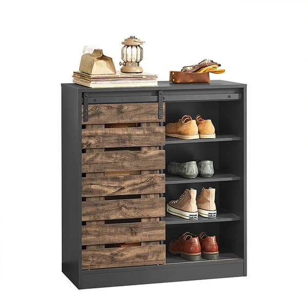 Rootzin moderni senkki liukuovella - Lipasto - Kenkäkaappi - Monipuolinen säilytystila - Säädettävät hyllyt - Kestävä PB-materiaali - 80 cm x 89 cm x