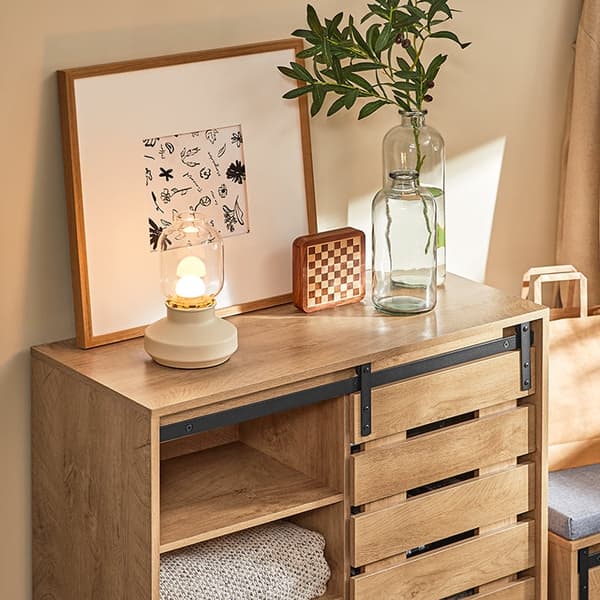 Rootz moderne skænk med skydedør - Kommode - Skoskab - Alsidig opbevaring - Nem montering - Holdbare PB- og MDF-materialer - 80 cm x 89 cm x 35 cm