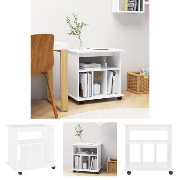 The Living Store rulleskab 60x45x60 cm konstrueret træ hvid - Opbevaringsskabe