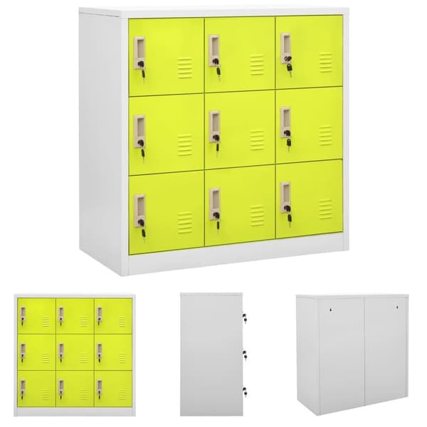 The Living Store skab 90x45x92,5 cm stål lysegrå og grøn - Opbevaringsskabe