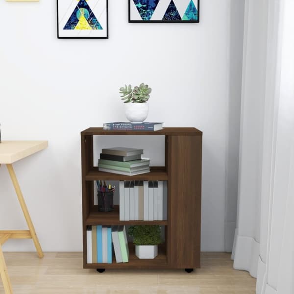 The Living Store skab med hjul 60x35x75 cm konstrueret træ brun egetræsfarve -  Opbevaringsskabe