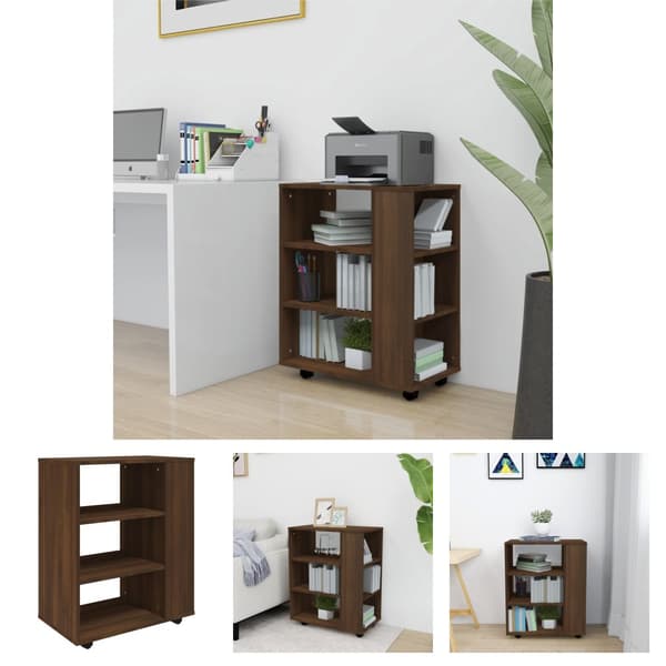 The Living Store skab med hjul 60x35x75 cm konstrueret træ brun egetræsfarve -  Opbevaringsskabe