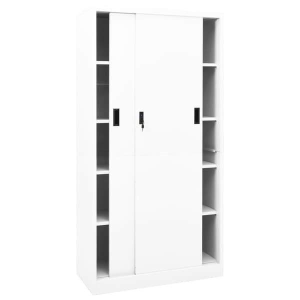 The Living Store Dokumentskåp med skjutdörr vit 90x40x180 cm stål - Förvaringsskåp & garderober