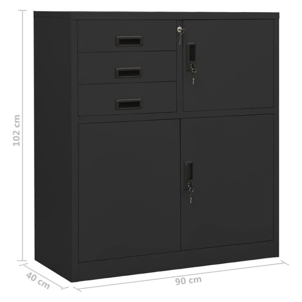 The Living Store Dokumentskåp antracit 90x40x102 cm stål -  Förvaringsskåp & garderober